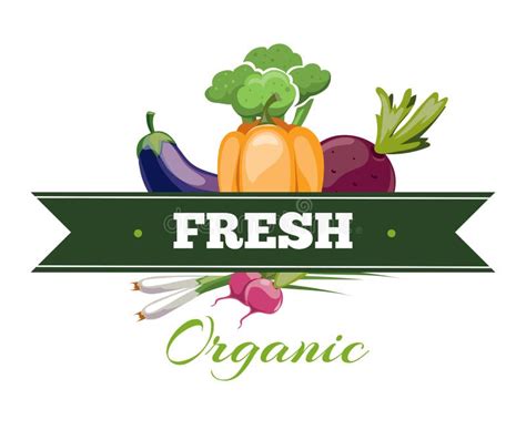 Natural Fresh Food, Vegetables Logo Badge Vector Template Stock Vector - Illustration of badge ...