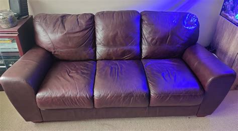 3 seater brown leather sofas, X2, used | eBay