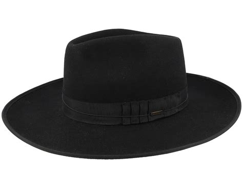 Reno Black/Black Fedora - Brixton Hat | Hatstoreworld.com