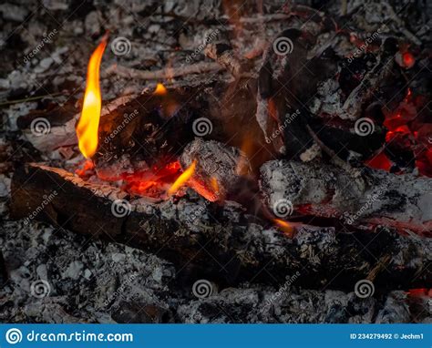 Close Up Colorful Details of Burning Coal and Wood Stock Photo - Image ...