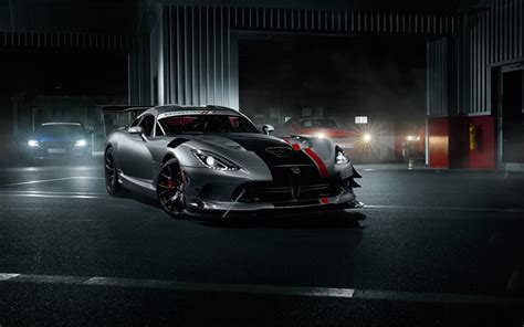 Download wallpapers Dodge Viper, 2016, tuning, ACR, sportcars, night ...