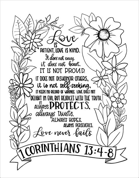 1 Corinthians 13 Coloring Sheet For Kids Coloring Pages