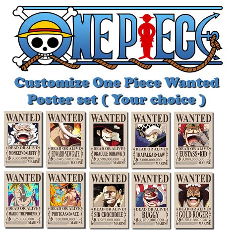 High Quality Print One Piece Wanted Poster Luffy Pirate King Emperor ...