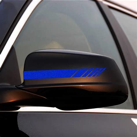 Reflective color stripe decoration car rear view mirror sticker for ...