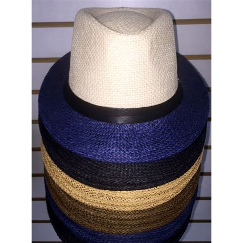 48 Units of Unisex Assorted Colors Fedora Hat Solid Colors, Straw Material - Fedoras, Driver ...