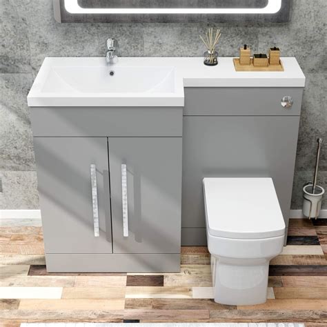 ELEGANT 1100mm L Shape Bathroom Vanity Sink Unit Furniture Storage,Left ...