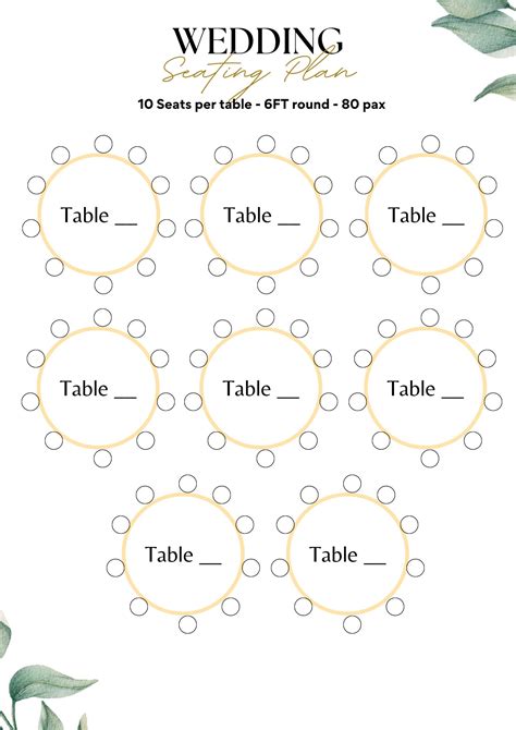 Round Table Seating Chart Template