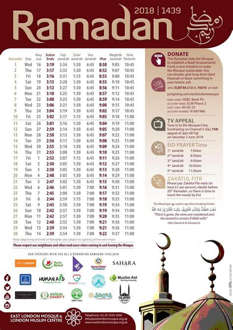 Islamic Calendar For Ramadan For The Future