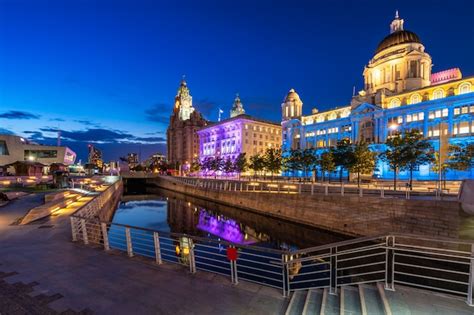 Premium Photo | Liverpool skyline pier head sunset