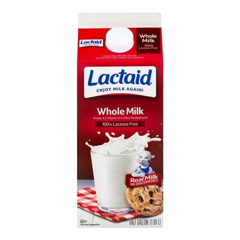 LACTAID® 100% Lactose Free Whole Milk, .5 gal l Carton - Walmart.com