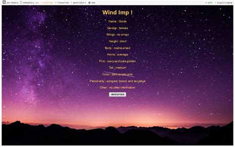 Wind Imp ! ― Perchance Generator