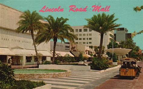 Vintage Postcard 1968 Lincoln Road Mall Building Tram Cars Miami Beach ...