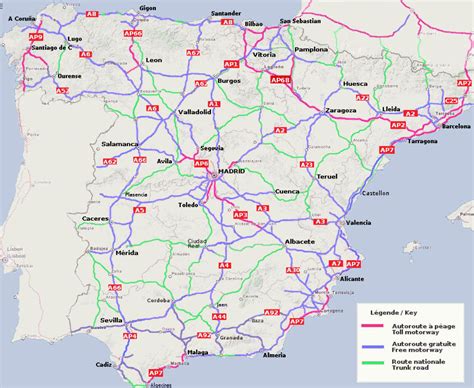 Spain motorway map - route planner