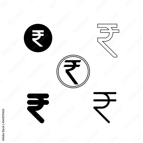 Indian rupee symbol icons set vector illustration. Indian currency sign ...