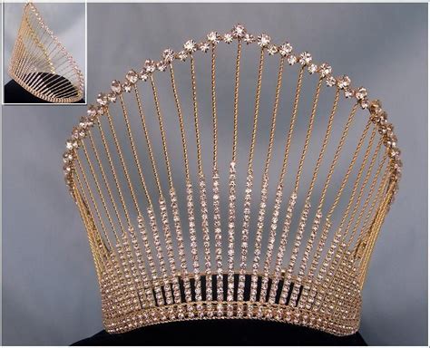 Rhinestone Miss Beauty Queen Gold Pageant Crown Tiara – CrownDesigners