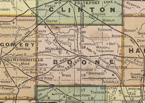 Boone County, Indiana, 1908 Map, Lebanon