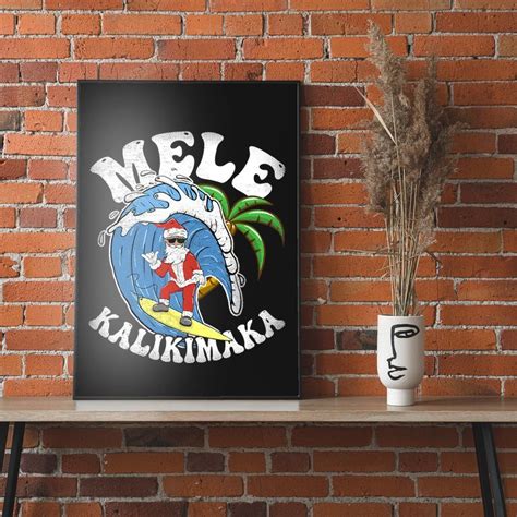 Mele Kalikimaka Christmas Surf Santa Surfing Hawaii Poster | TeeShirtPalace