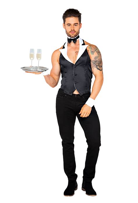 Roma Costume 5123 - 4pc Butler Beefcake, Black/White, Small - Walmart.com