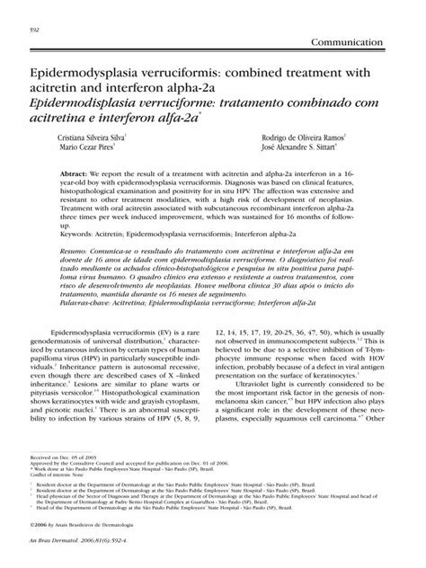 (PDF) Epidermodysplasia verruciformis: combined treatment with … · Epidermodysplasia ...