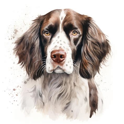 Premium AI Image | Watercolor Portrait Of English Springer Spaniel