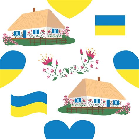 Seamless Pattern Line Ukraine Flag. Thin Outline National Background ...