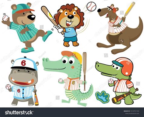 cartoon animals playing baseball - howtocrochetforbeginnerseasy