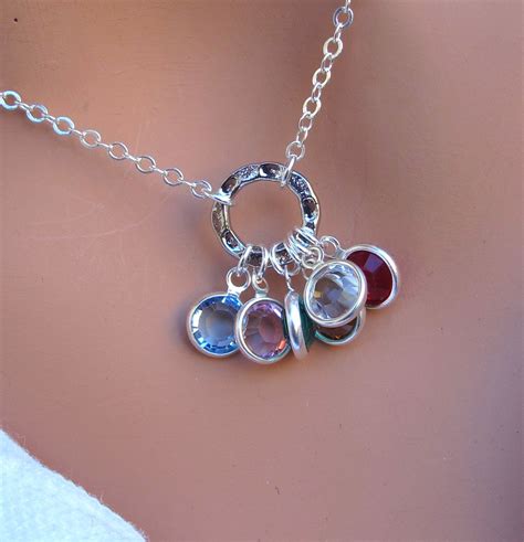 Family Birthstone necklace in STERLING SILVER. by RoyalGoldGifts