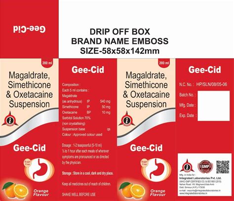 Magaldrate Simethicone & Oxetacaine (Gee-Cid) - Integrated laboratories Pvt. Ltd.