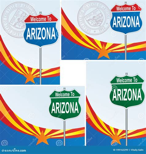 Road Sign Welcome To Arizona Stock Vector - Illustration of invitation ...