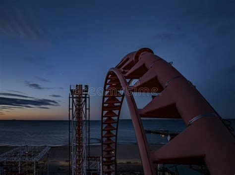 Aerial View of Early Morning Amusement Park Rides at Coney Island Editorial Stock Image - Image ...