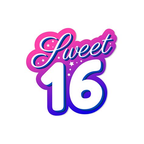 Sweet sixteen word sticker girl birthday sticker icon label design vector 6689631 Vector Art at ...