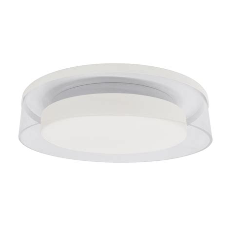 14" Ceiling Light, White and Clear Glass, 3000K – Bulb Center