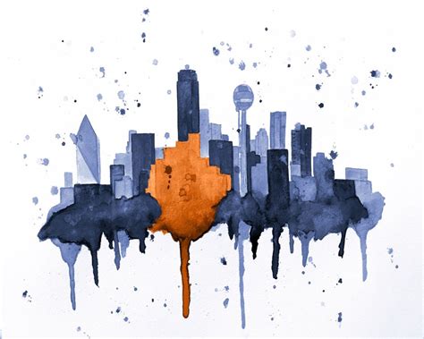 Dallas Skyline Art Dallas Skyline Painting Print of Dallas - Etsy