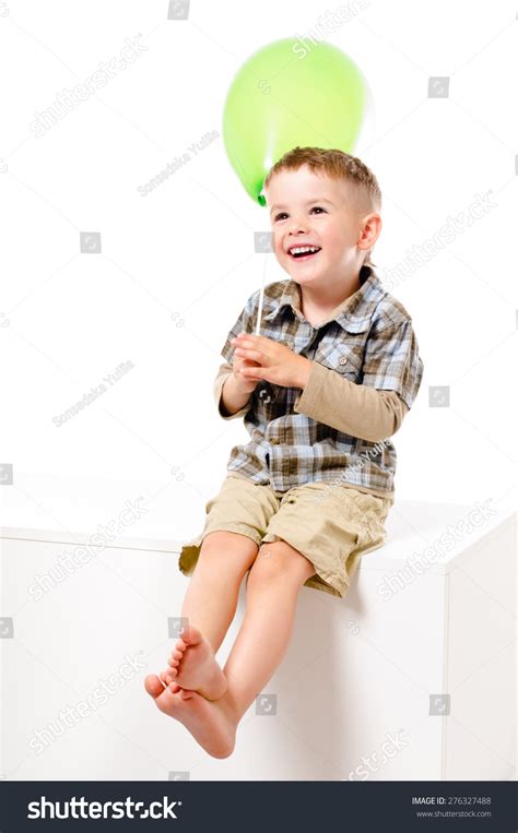 Pretty Laughing Boy Balloon Sitting Isolated Stock Photo 276327488 ...