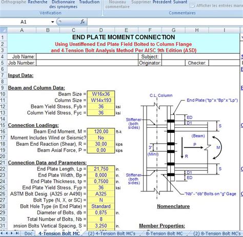 end plate moment connection xls design example - Civil engineering program