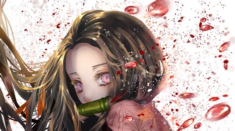 Demon Slayer Nezuko Kamado With Background Of White And Red Dots 4K HD ...