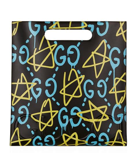 Gucci Leather Ghost Graffiti Tote Bag in Yellow - Lyst