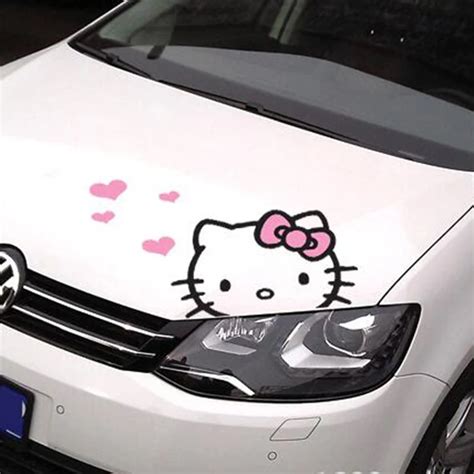 Cute Cartoon Hello Kitty Engine Cover Car Body Sticker-in Car Stickers ...