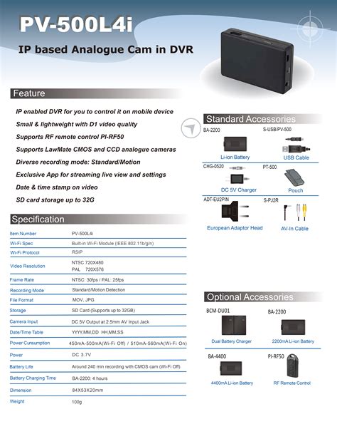 PV-500 Lite 4 Motion Detection DVR with WiFi / PV-500L4i / Lawmate ...