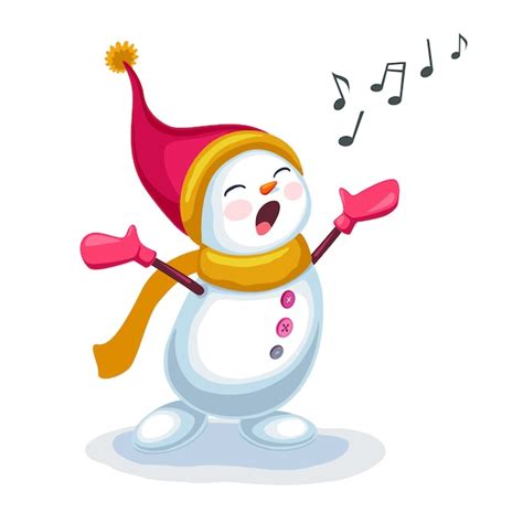 Premium Vector | Cute snowman singing a song