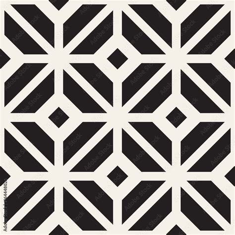 Abstract geometric lines lattice pattern. Seamless vector background. Black and white simple ...