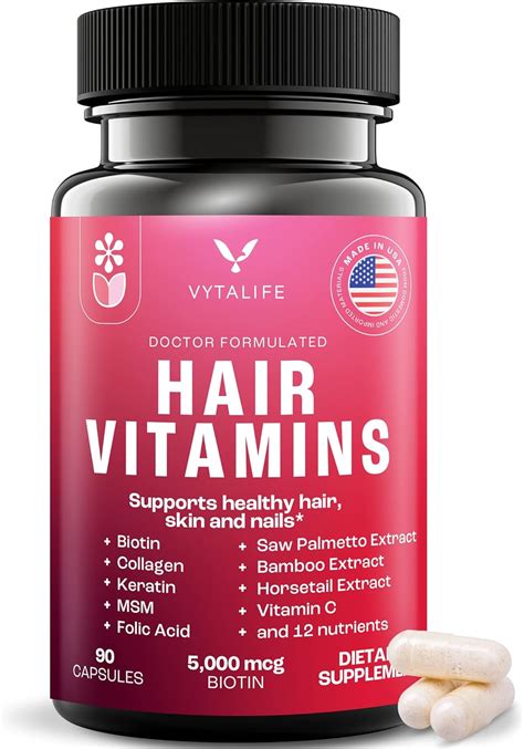 VYTALIFE Biotin 5000mcg Hair Growth Vitamin Supplements – Hair Vitamins ...