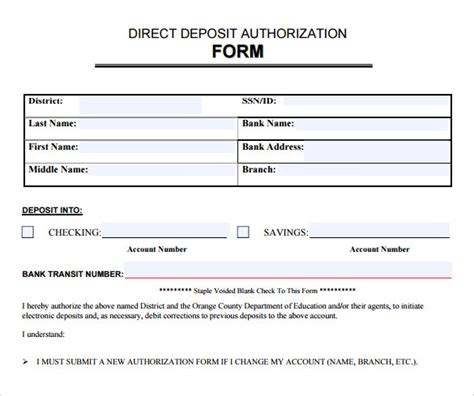 Sample Direct Deposit Authorization Form - 7+ Download Free Documents In PDF, Word