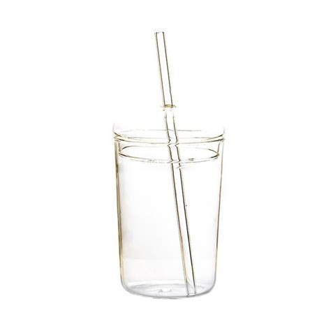 Glass Cup with Straw - Transparent - Golden Stars - ApolloBox