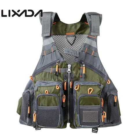 Lixada Unpadded Outdoor Fishing Vest Pack Quick Dry Multi Pocket Breathable Mesh Fishing Vest ...