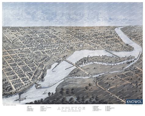 Historic old map of Appleton, Wisconsin from 1867 - KNOWOL