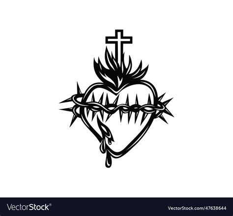 Sacred heart of jesus with cross Royalty Free Vector Image