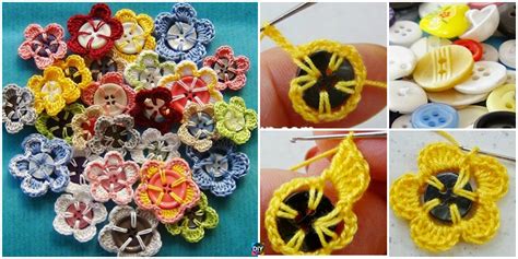 Crochet Button Flowers - Free Pattern & Video - DIY 4 EVER