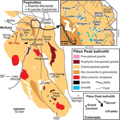 Geologic map of the Pikes Peak granite batholith (Colorado) with the ...