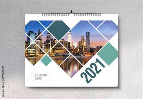 2021 Landscape Wall Calendar Layout Stock Template | Adobe Stock